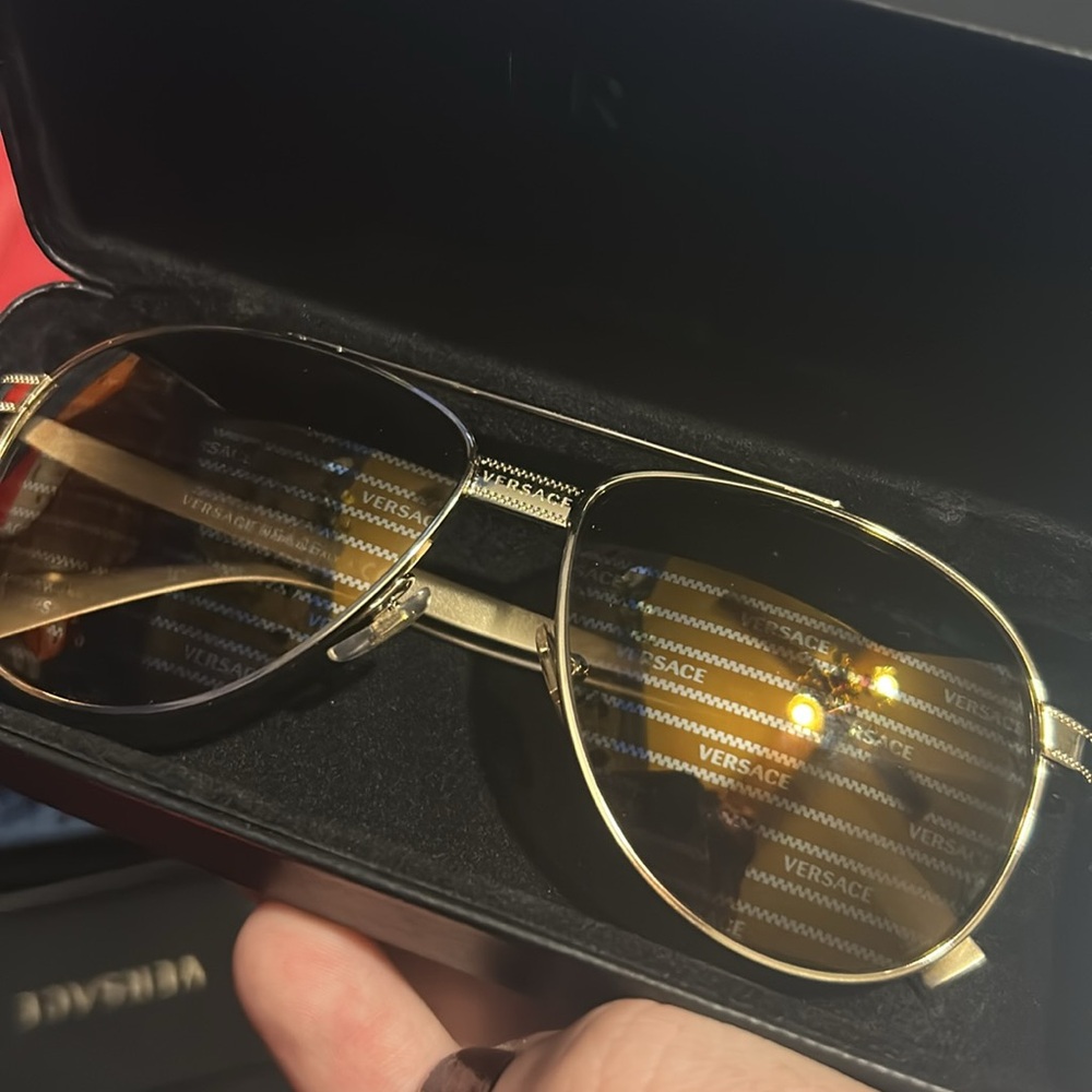 VERSACE Pale Gold Aviators Unisex Sunglasses VE2209